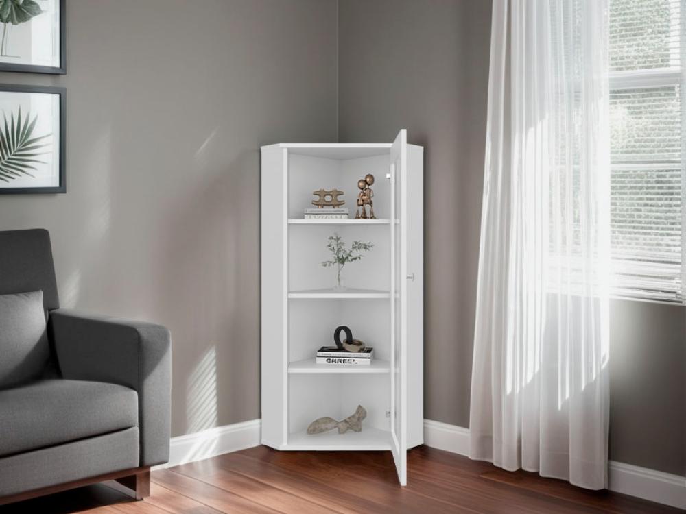 Vitrina Esquinera Genova Una Puerta Vidrio, Blanco