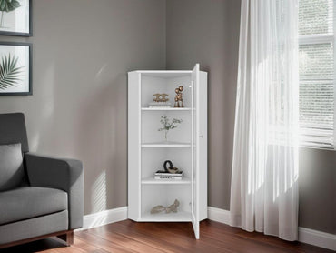 Vitrina Esquinera Genova Una Puerta Vidrio, Blanco