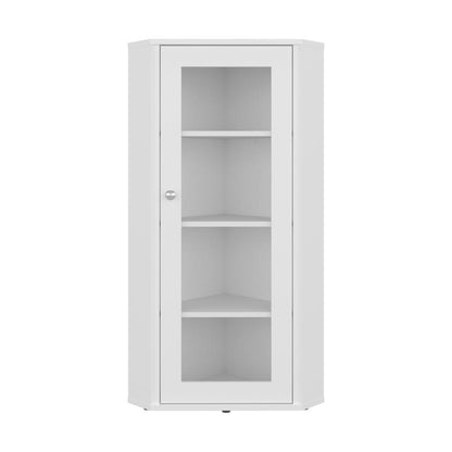 Vitrina Esquinera Genova, Blanco, con una puerta y cuatro entrepaños