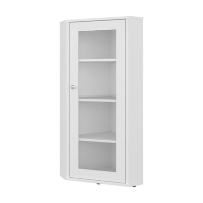Vitrina Esquinera Genova, Blanco, con una puerta y cuatro entrepaños