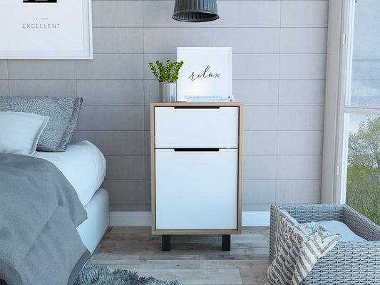 Velador Un Cajón Una Puerta, FM Furniture 002C, Cafe Claro