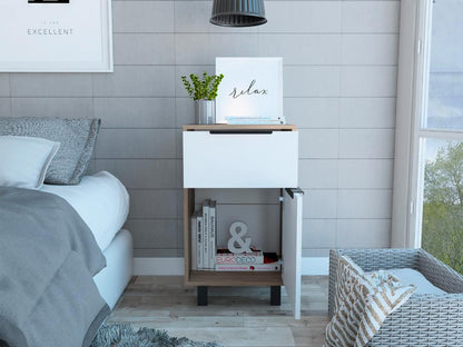 Velador Un Cajón Una Puerta, FM Furniture 002C, Cafe Claro
