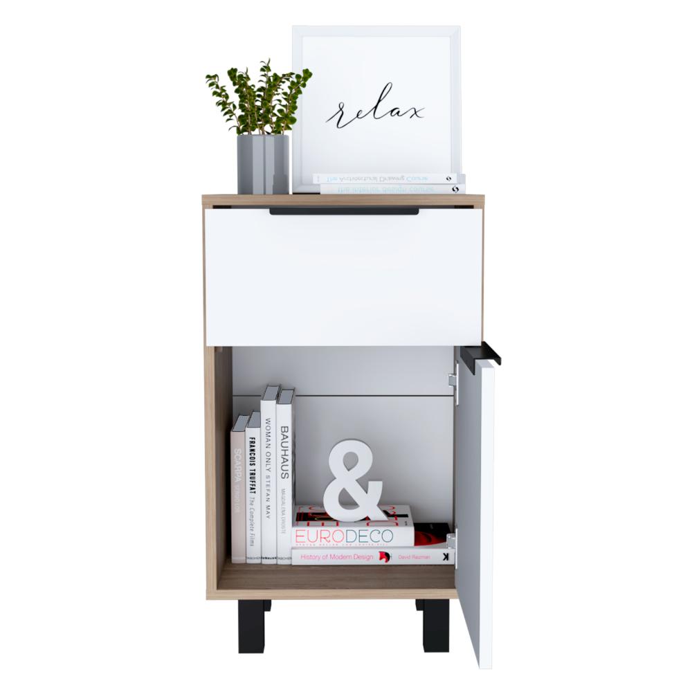 Velador Un Cajón Una Puerta, FM Furniture 002C, Cafe Claro