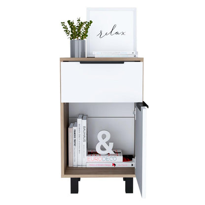 Velador Un Cajón Una Puerta, FM Furniture 002C, Cafe Claro
