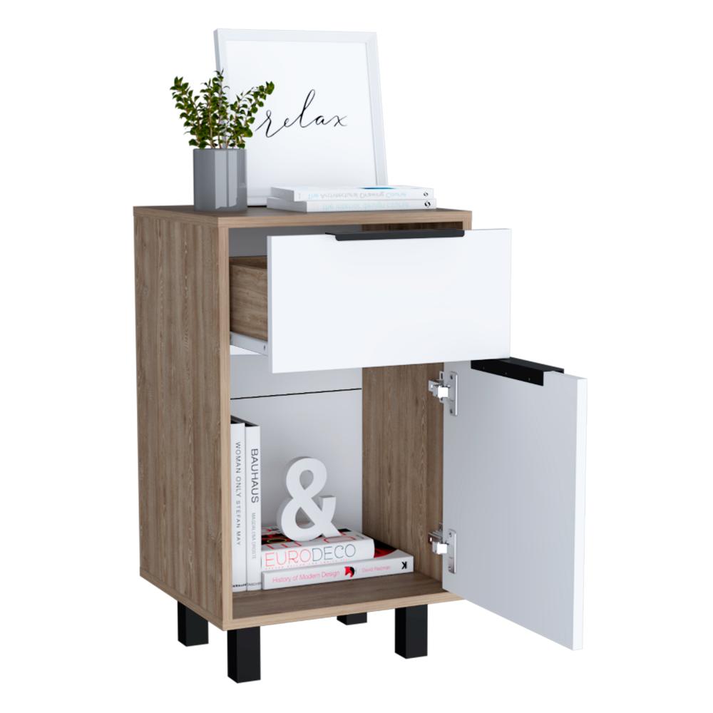 Velador Un Cajón Una Puerta, FM Furniture 002C, Cafe Claro