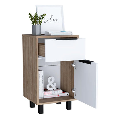 Velador Un Cajón Una Puerta, FM Furniture 002C, Cafe Claro