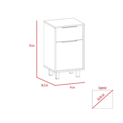 Velador Un Cajón Una Puerta, FM Furniture 002C, Cafe Claro