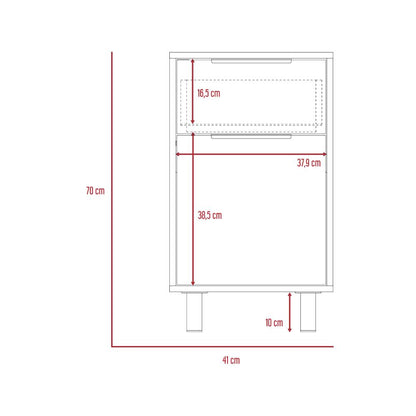Velador Un Cajón Una Puerta, FM Furniture 002C, Cafe Claro