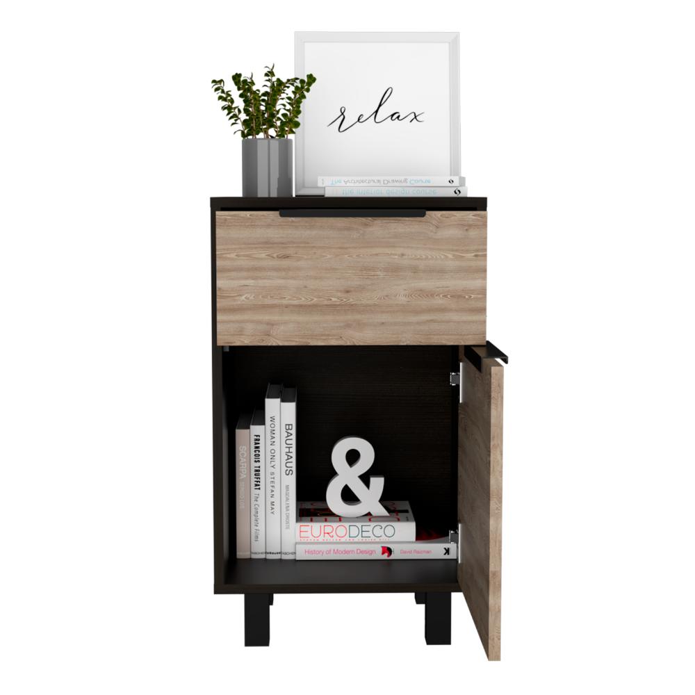 Velador Un Cajón Una Puerta, FM Furniture 002N, Negro