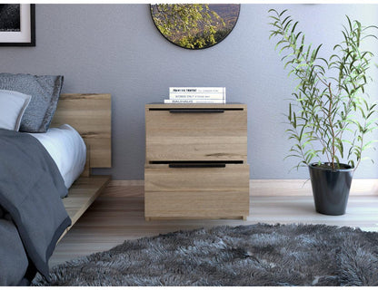 Velador Wesley, Café Claro y Blanco, con Dos Cajones