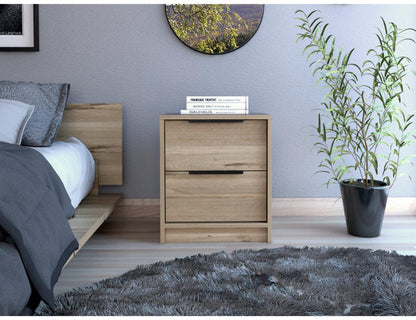 Velador Wesley, Café Claro y Blanco, con Dos Cajones