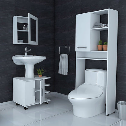 Combo Bicolor, Blanco, incluye botiquin bath 28, optimizador y mueble lavamanos