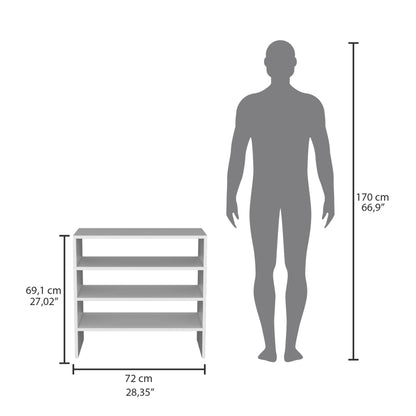 Modulo Zapatero, Blanco, Con Cuatro Espacios Amplios Para Colocar Todo Tipo De Calzado