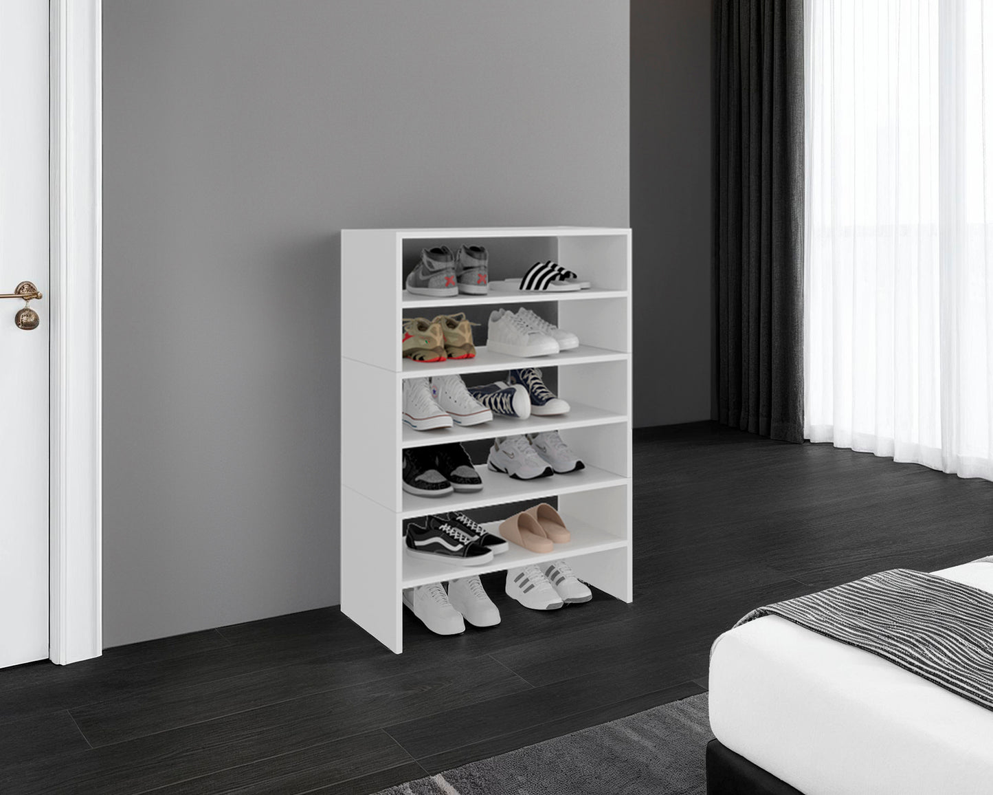 Modulo Zapatero Z-72 Apilable Seis Niveles, Blanco