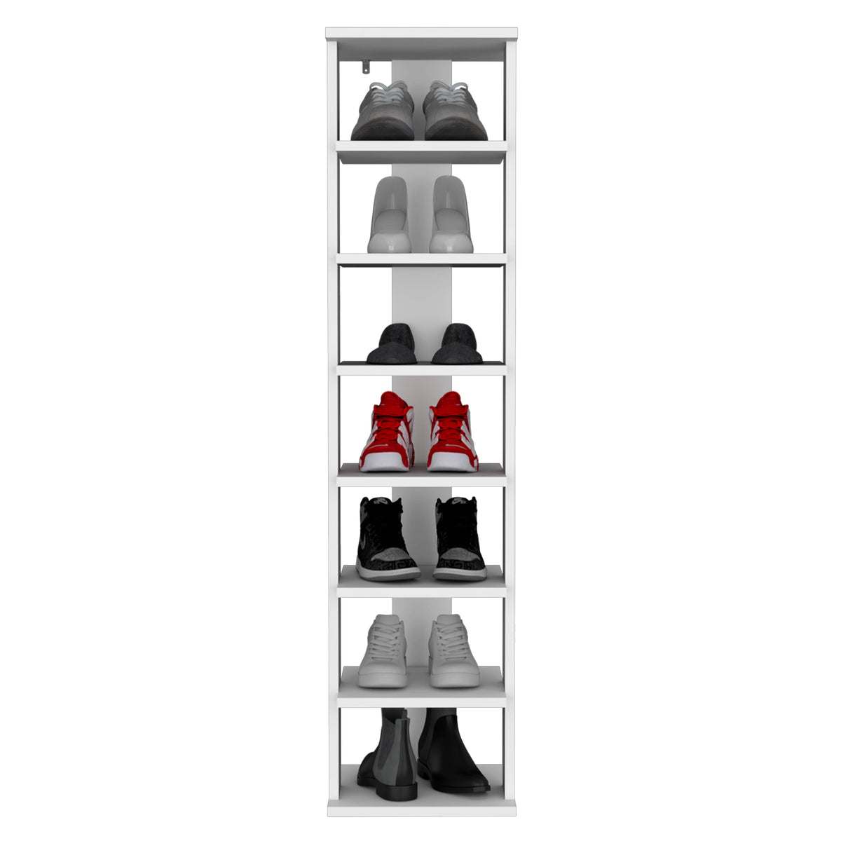 Zapatero Alto Apilable, Blanco, Con Siete Entrepaños (vista 2)