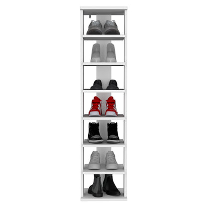 Zapatero Alto Apilable, Blanco, Con Siete Entrepaños (vista 2)