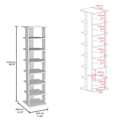 Zapatero Alto Apilable, Blanco, Con Siete Entrepaños