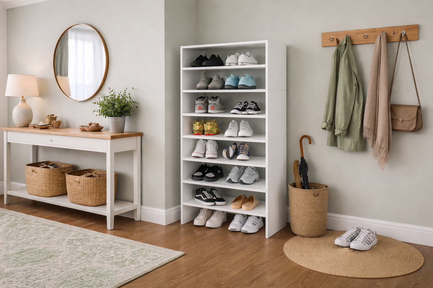 Modulo Zapatero Z-72 Apilable Ocho Niveles, Blanco