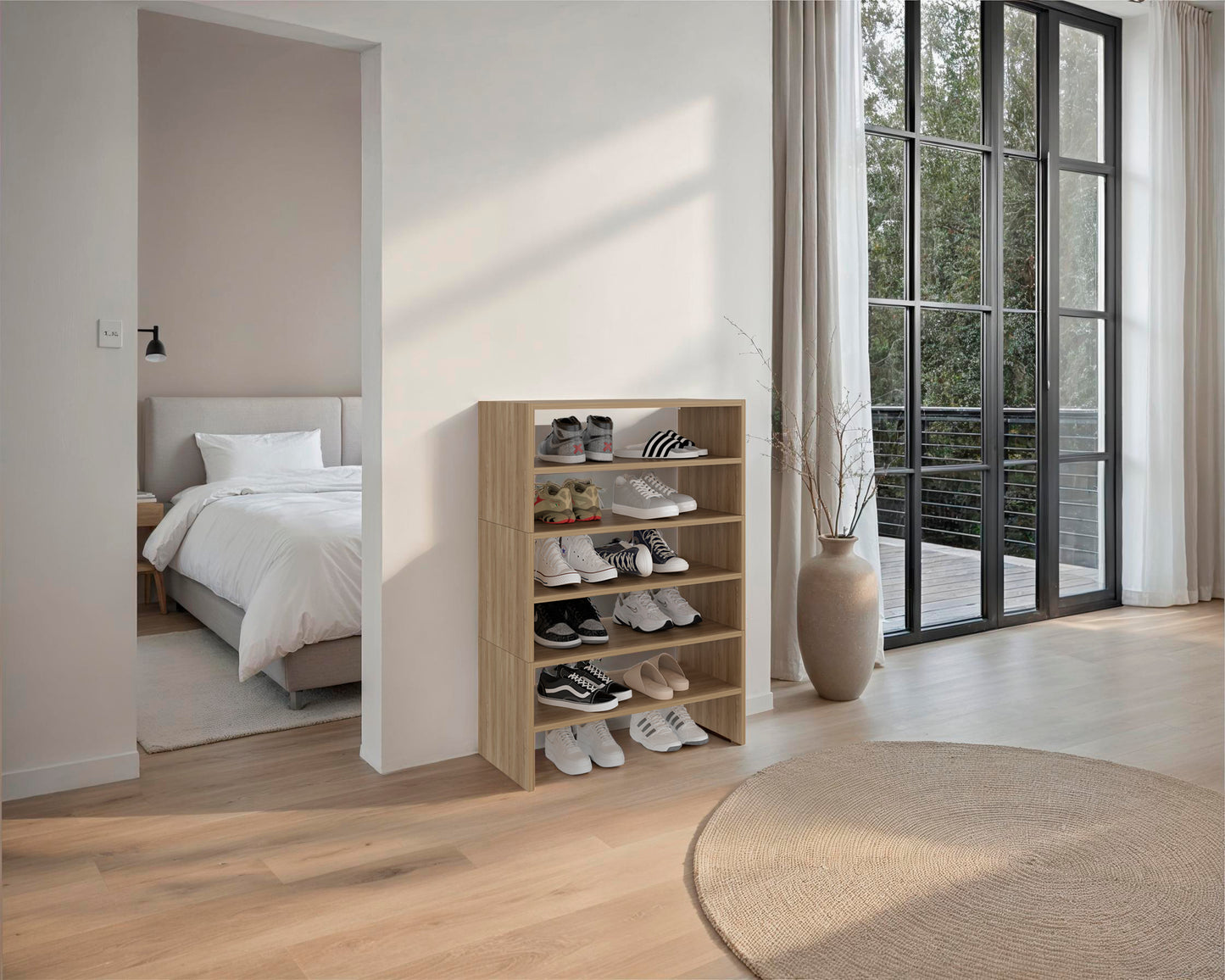 Modulo Zapatero Z-72 Apilable Seis Niveles, Fresno