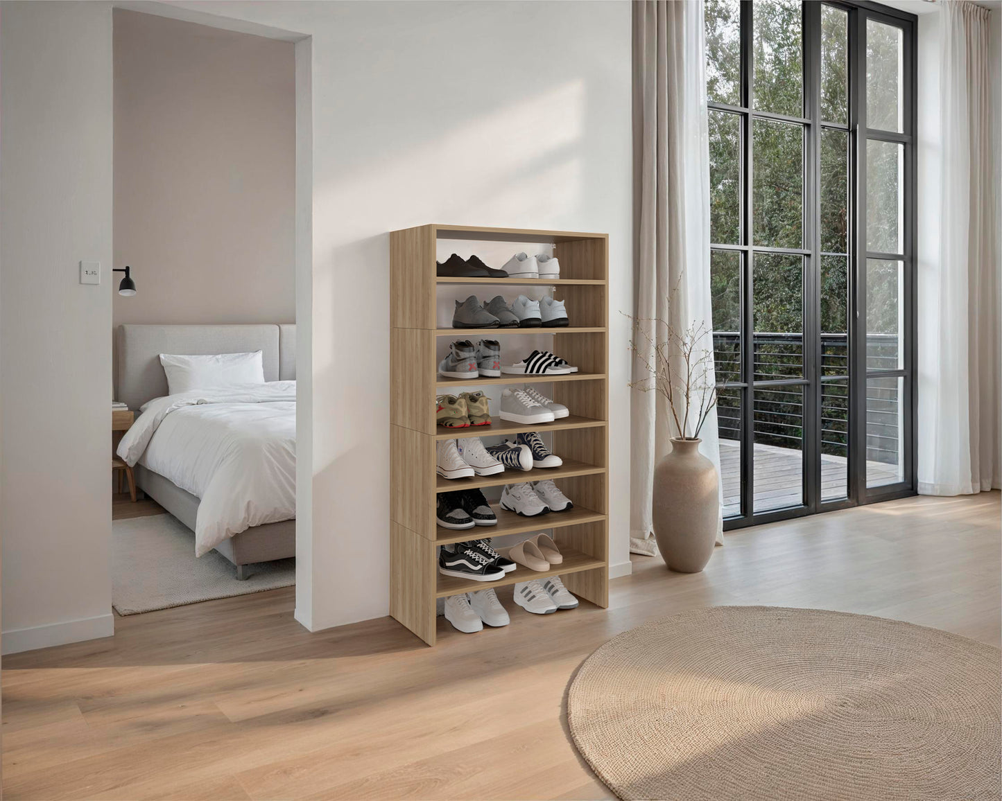Modulo Zapatero Z-72 Apilable Ocho Niveles, Fresno