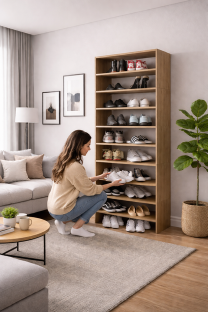 Modulo Zapatero Z-72 Apilable Diez Niveles, Fresno