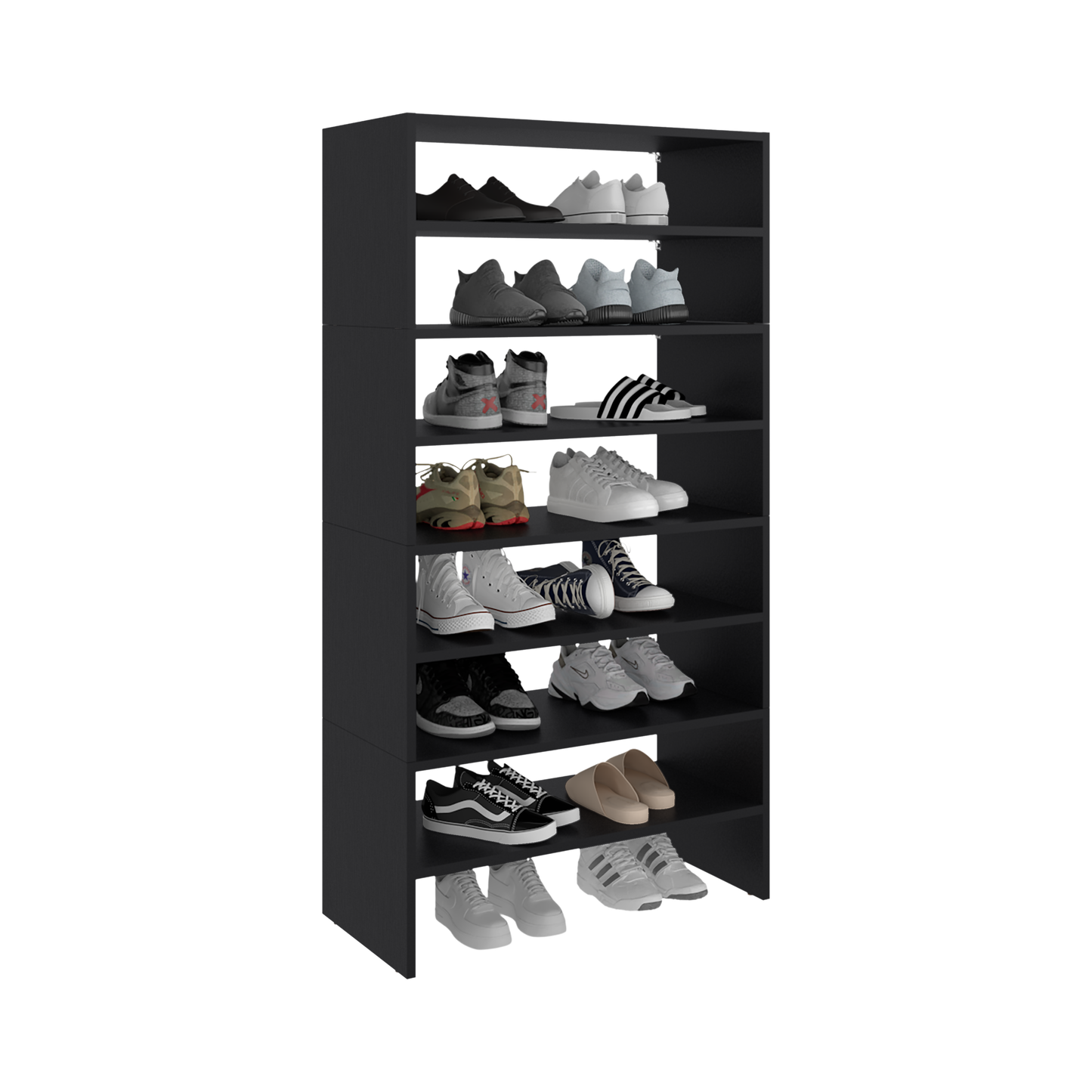 Modulo Zapatero Z-72 Apilable Ocho Niveles, Negro