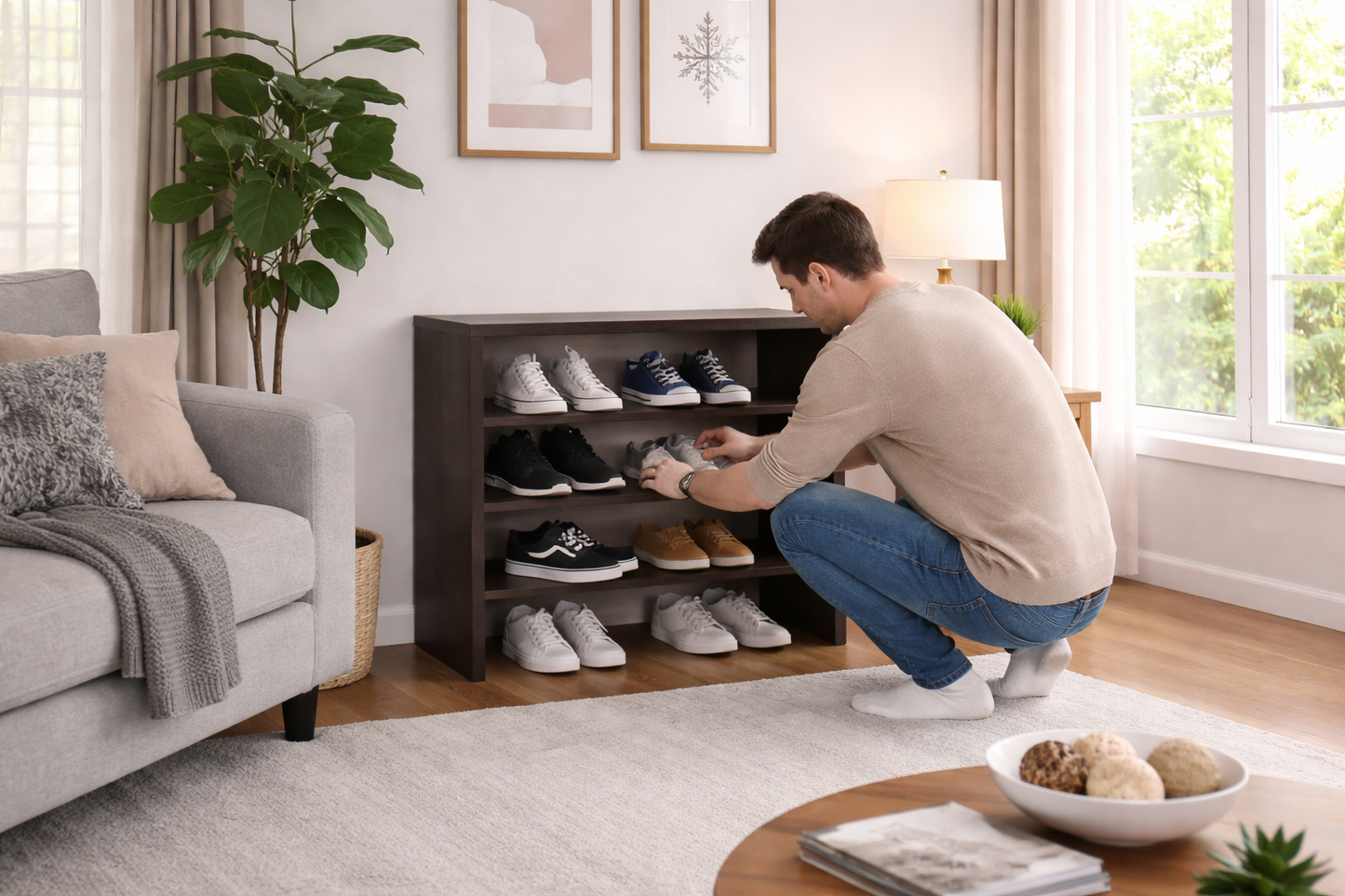 Modulo Zapatero Z-72 Apilable Cuatro Niveles, Negro