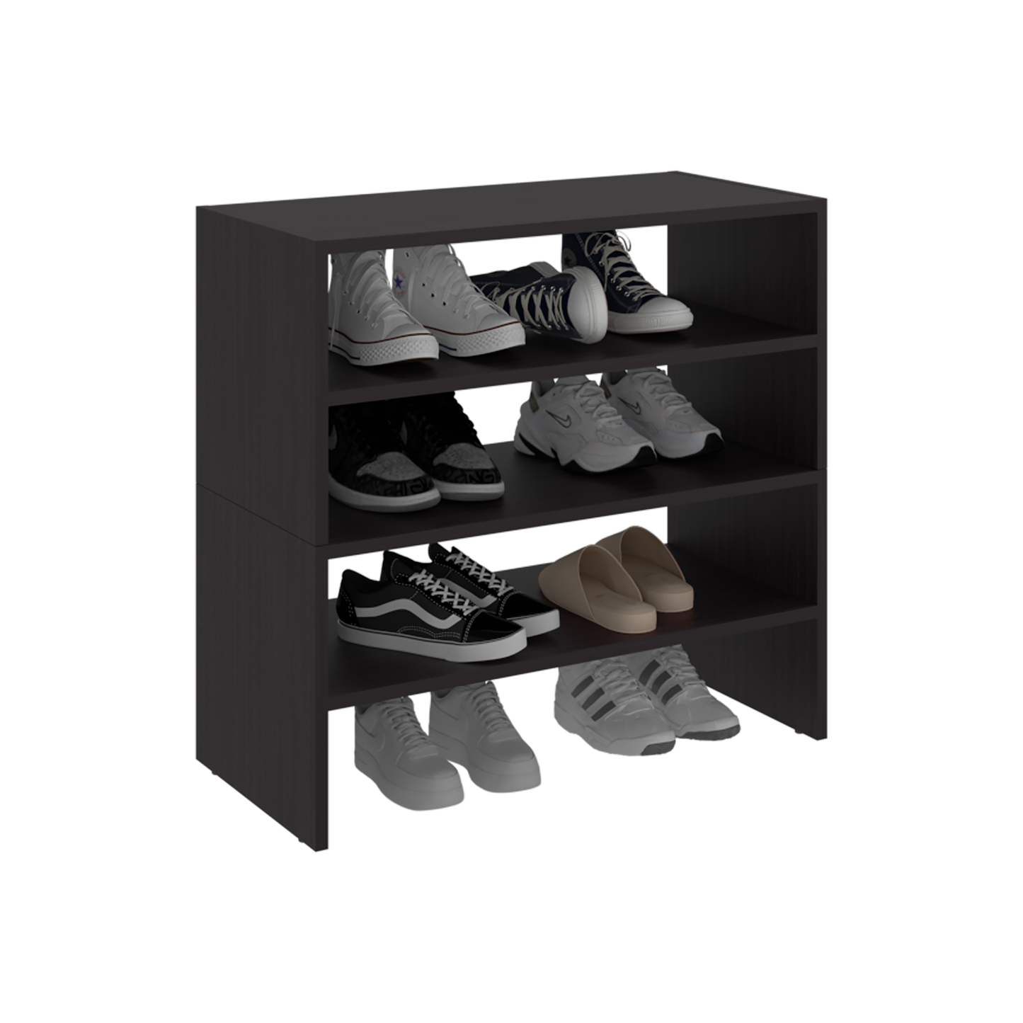 Modulo Zapatero Z-72 Apilable Cuatro Niveles, Negro