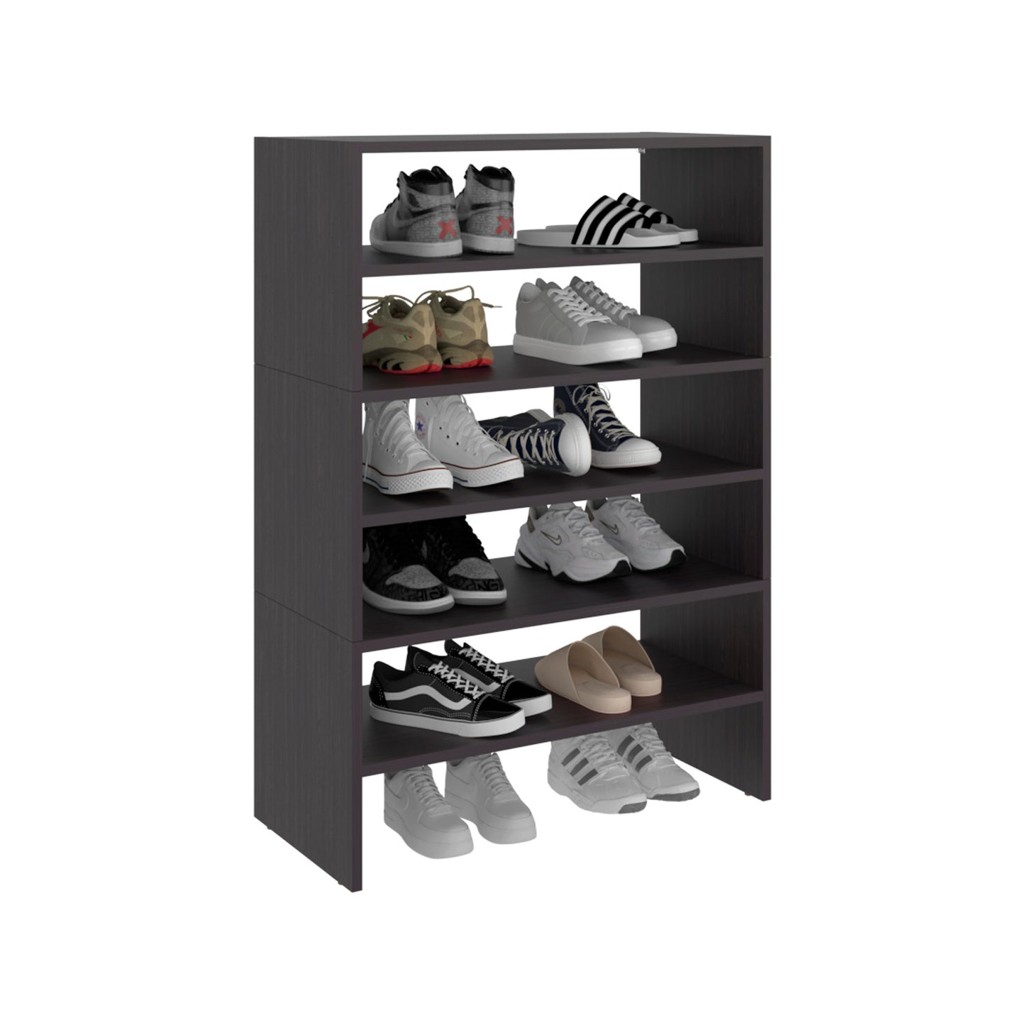 Modulo Zapatero Z-72 Apilable Seis Niveles, Negro