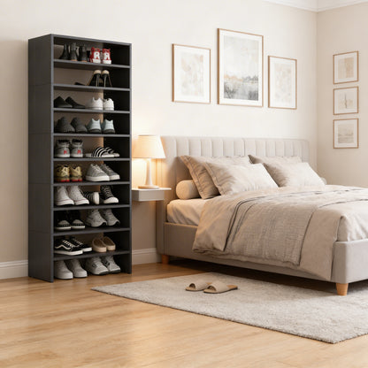 Modulo Zapatero Z-72 Apilable Diez Niveles, Negro