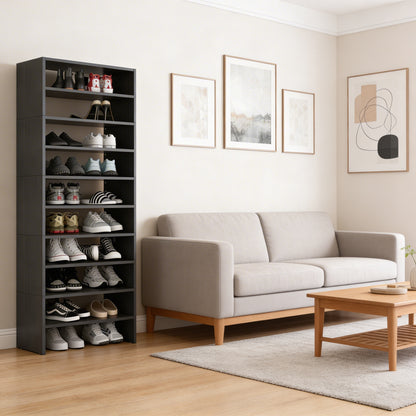 Modulo Zapatero Z-72 Apilable Diez Niveles, Negro