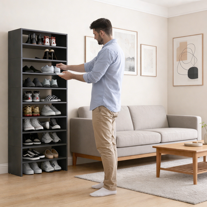 Modulo Zapatero Z-72 Apilable Diez Niveles, Negro