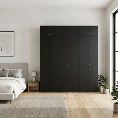 Combo Closet H-200 Diez Puertas, Almacenamiento, Optimizacion, Zapatero, Colgado, Color Negro