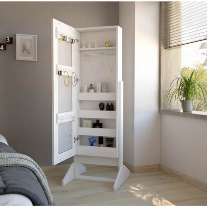 Joyero Prisma Pausini, Blanco, con Múltiples Percheros y Entrepaños (vista 2)