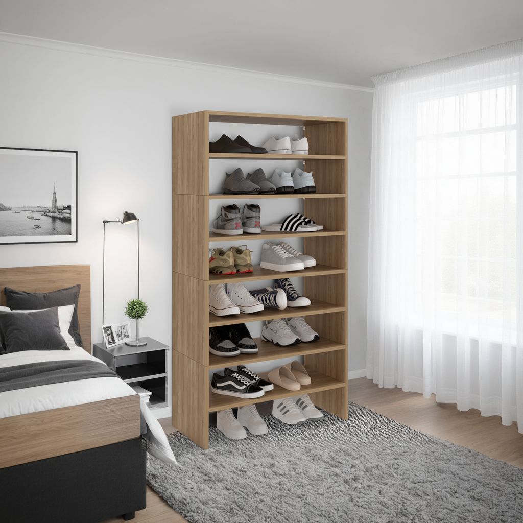 Modulo Zapatero Z-72 Apilable Ocho Niveles, Fresno