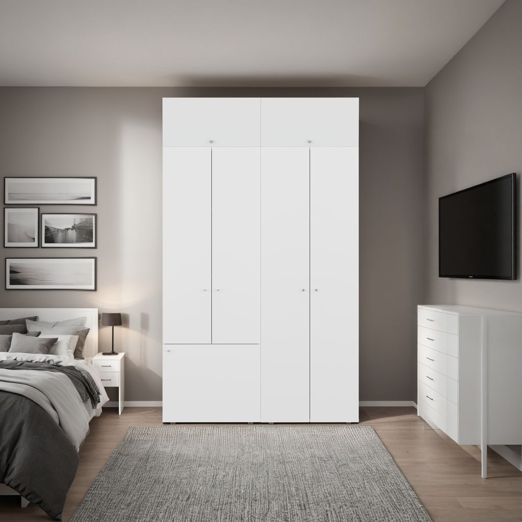 Combo Closet H-200 Siete Puertas, Almacenamiento, Optimizacion, Colgado, Color Blanco