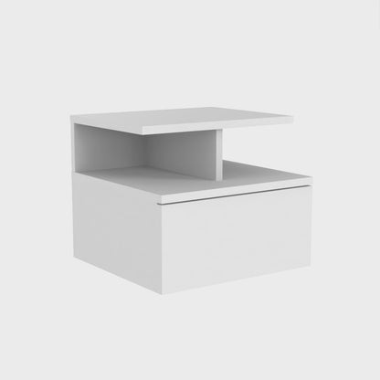 Velador Flotante Un Cajón, FM Furniture 007B, Blanco