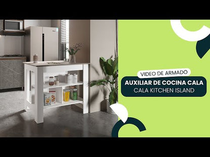 Barra de Cocina Cala, Macadamia y Wengue , con Amplia Superficie En La Mesa