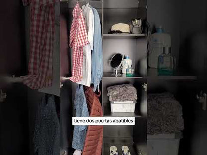 Closet Tera, Wengue y Negro,  Dos Puertas Abatibles y Dos Tubos Cromados