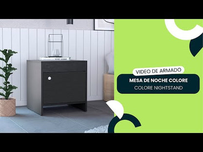 Mesa de Noche Tutto, Chocolate y Blanco, con Un Cajón Amplio Ideal Para Espacios Pequeños