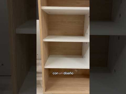 Biblioteca Tonny, Beige y Blanco, con Variedad de Espacios Para Libros y Artículos Decorativos
