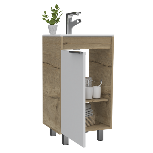 Mueble Lavamanos Carter Color Duna y Blanco Para Baño