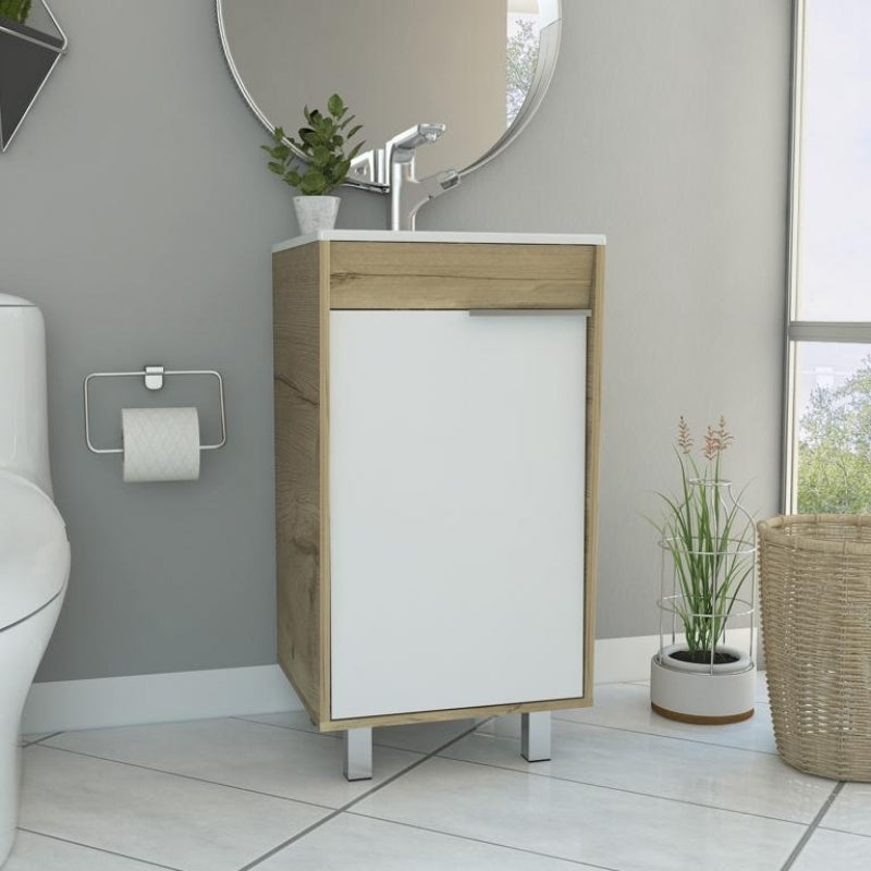 Mueble Lavamanos Carter Color Duna y Blanco Para Baño