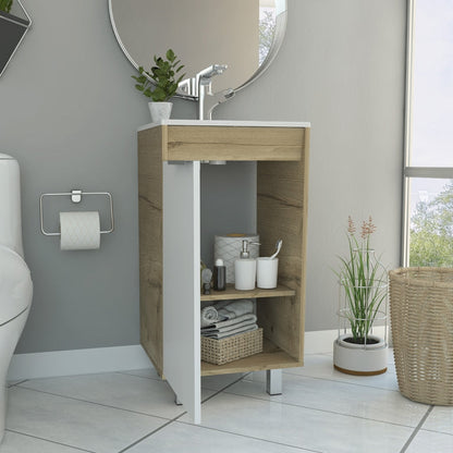 Mueble Lavamanos Carter Color Duna y Blanco Para Baño