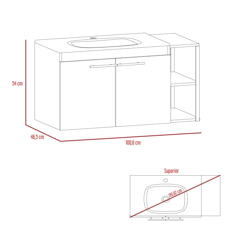 Mueble Lavamanos Flotante Khar Color Duna Para Baño