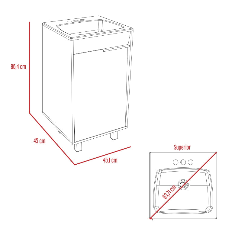 Mueble Lavamanos Carter Color Duna y Blanco Para Baño