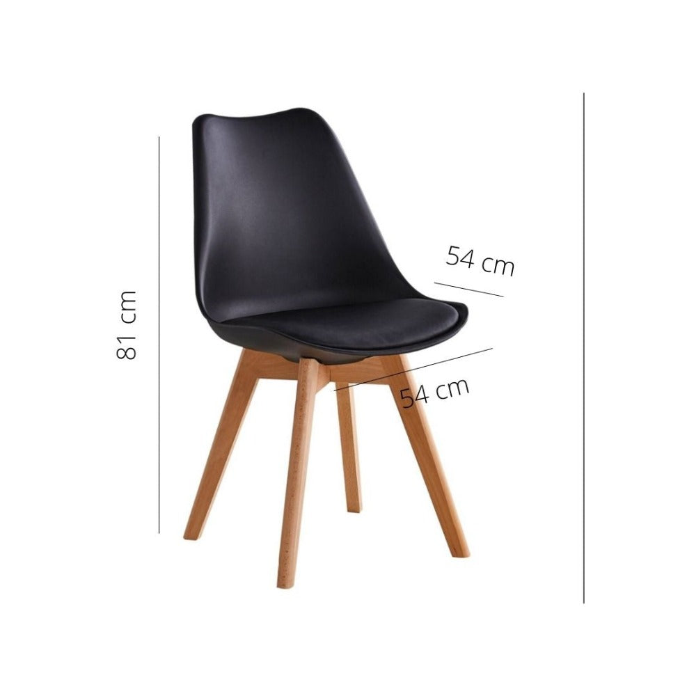 Silla Modelo S Color 54 Wood Negro y Café Claro Para Sala De Estar