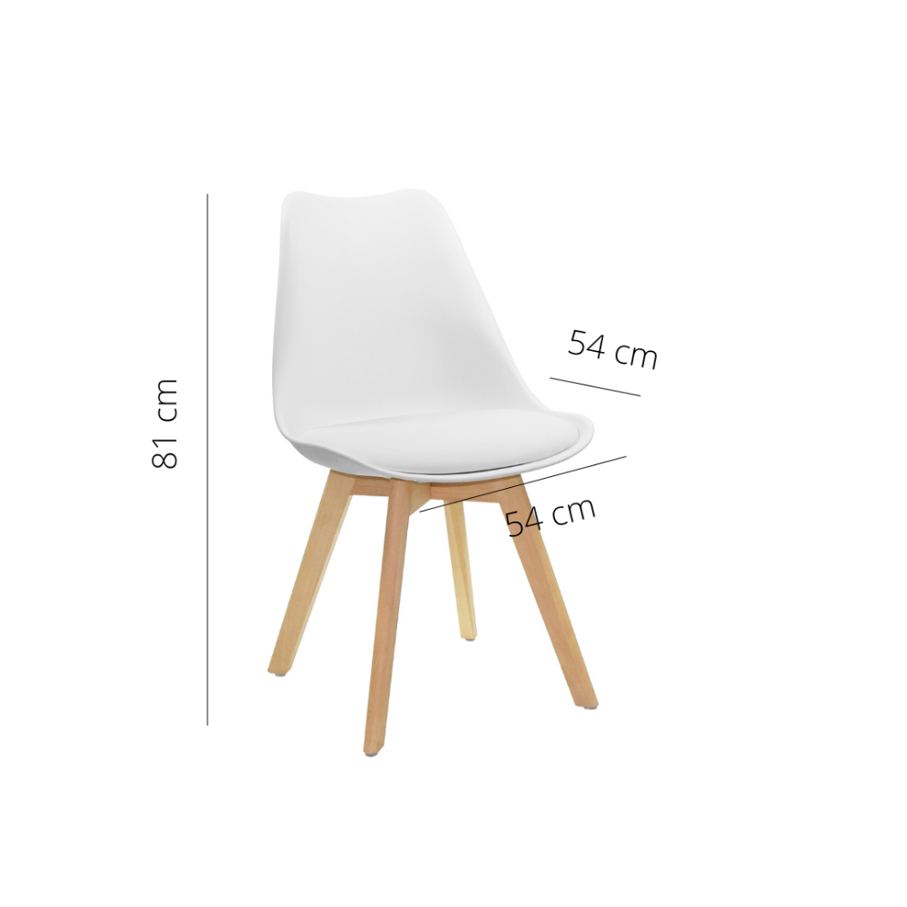 Silla Modelo S Color 54 Wood Blanco y Café Claro Para Sala De Estar