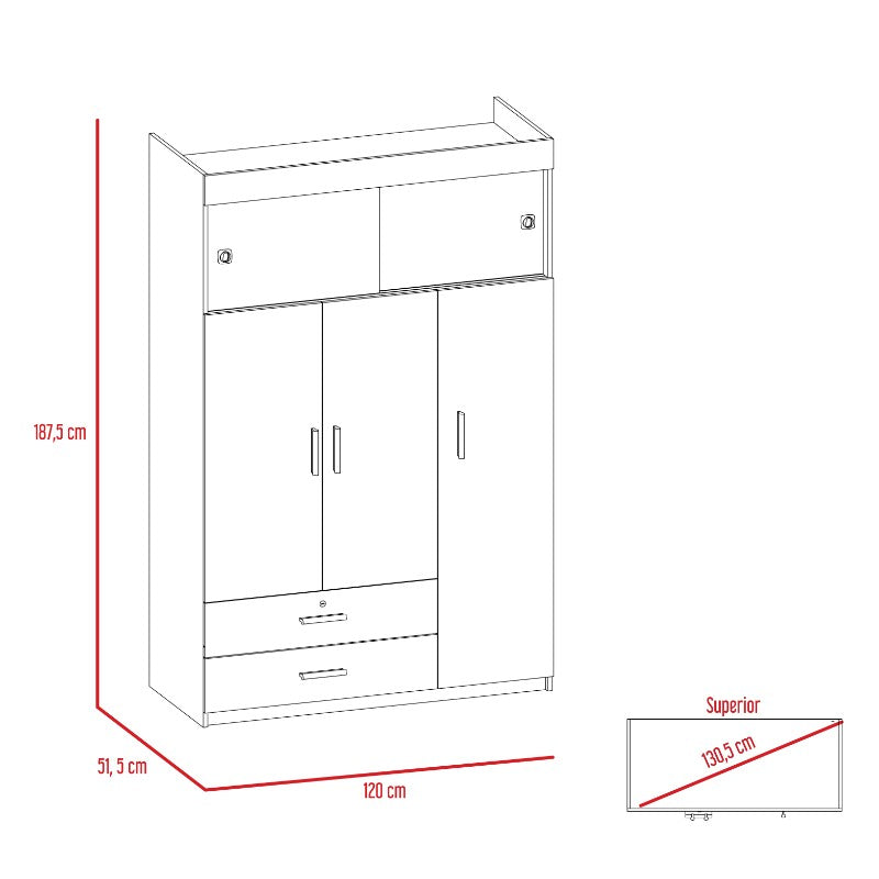 Closet Manila Z Color 120 Coñac y Blanco Para Dormitorio