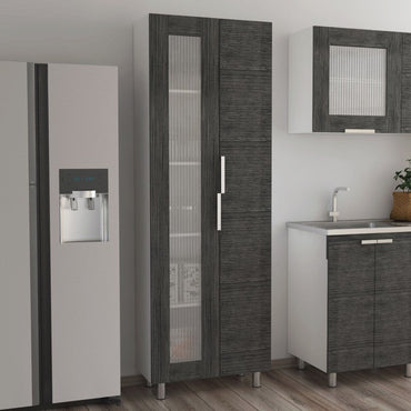 Mueble Alacena Fendi Color Roble Gris y Blanco Para Cocina